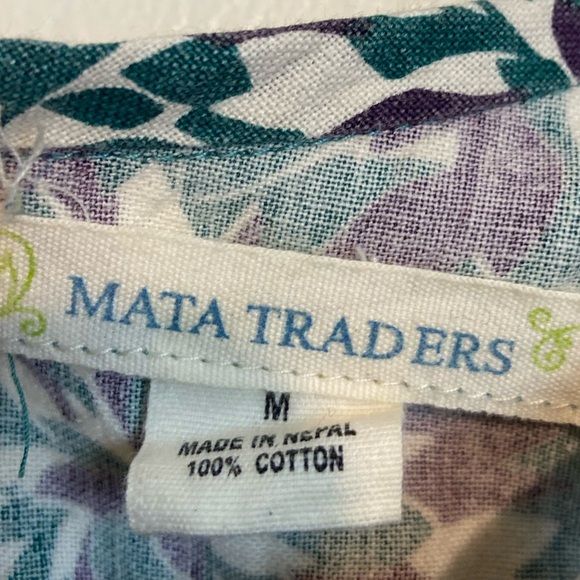 Mata Traders Floral Fit & Flare Dress – Keyhole Front, Cap Sleeves, 100% Cotton - Picture 3 of 5